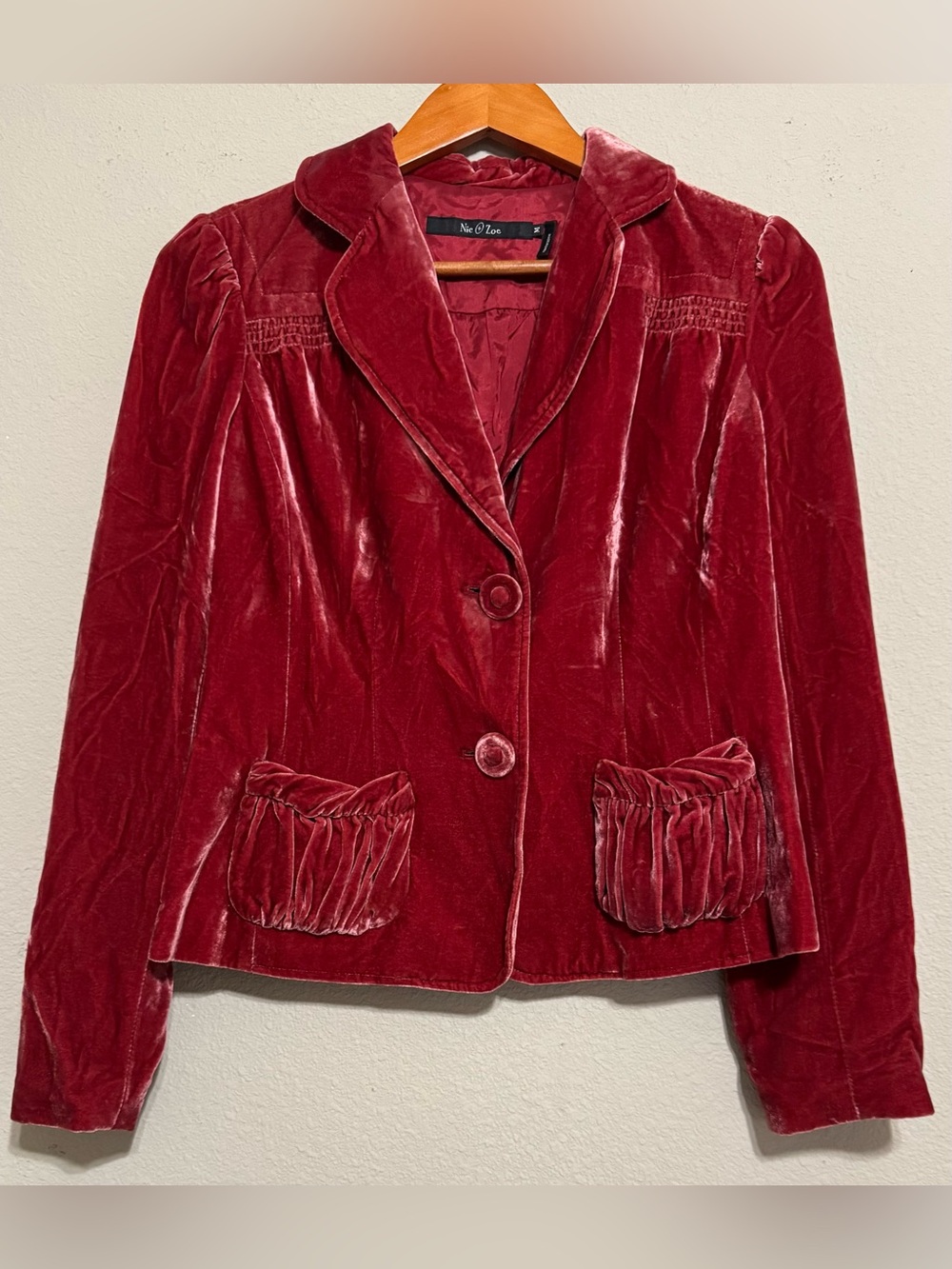 NIC+ZOE Velvet Blazer in Deep Rusty Red
